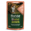 Корм Monge Bwild Cat Grain Free (беззерновой) пауч 85г для стерилизованных кошек Лосось Креветки Овощи