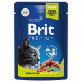 Brit Premium пауч 85г для стерилизованных кошек ягненок и говядина в соусе