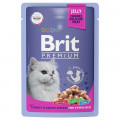 Brit Premium пауч 85г для кошек стерилизованных индейка с сыром в желе