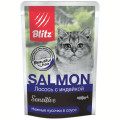 BLITZ Sensitive SALMON пауч 85г~24 Лосось с индейкой в соусе для кошек