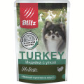 BLITZ Holistic TURKEY пауч 85г~24 Индейка с уткой в соусе для мелких собак